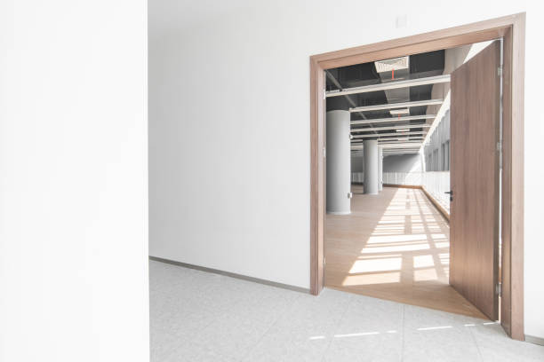 istock The door of a room in a modern library. 1385609061