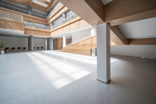 istock The effect of lighting on the Indoor Square of modern library. 1385609202