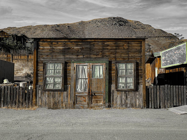 old west desert california mine town mining store abandoned miners structure building empty deserted stock photo