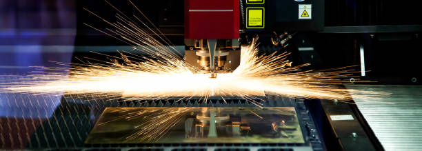 istock CNC fiber laser cutting machine 1385619975