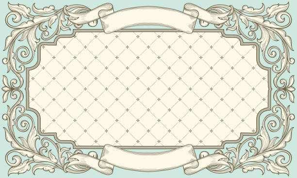 ilustraciones, imágenes clip art, dibujos animados e iconos de stock de plantilla de tarjeta de diseño retro ornamentada decorativa - 19th century style textured ornate backgrounds