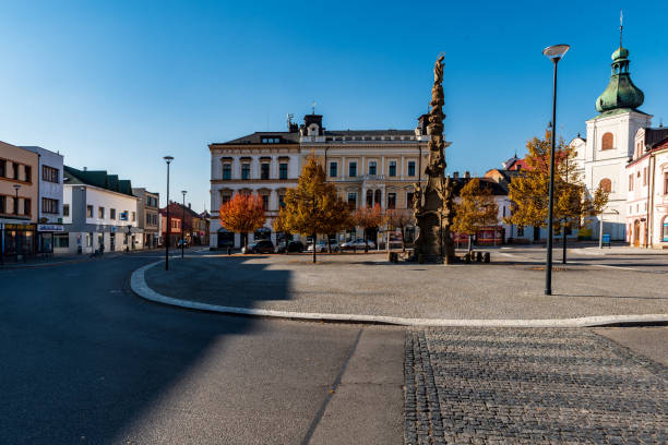 Tyrsovo namesti town sqaure in Chocen town in Czech republic stock photo