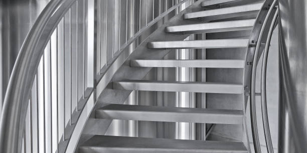 Stairs made of stainless steel stock photo