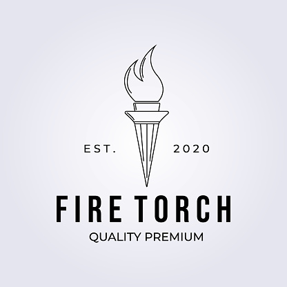 Fire torch symbol line art minimalist vector illustration symbol