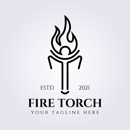 Fire torch symbol vector illustration design, line art symbol minimalist
