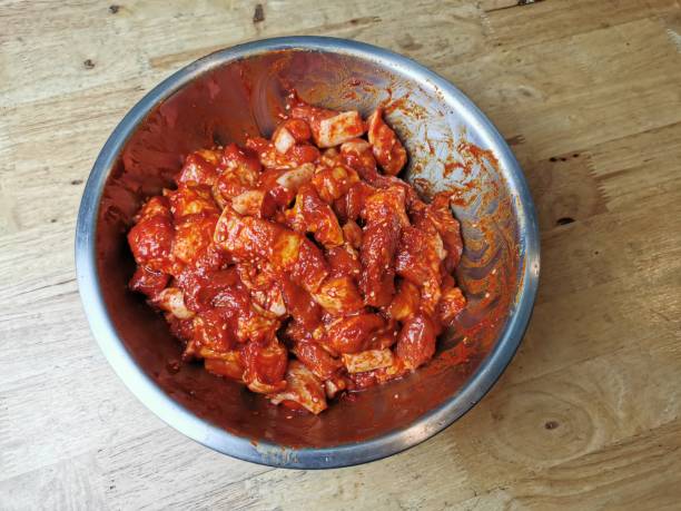 istock Prepare the marinated pork belly with gochujang sauce 1385627769