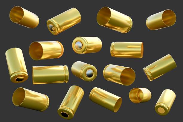 istock Bullets flew in the black background. Photorealistic 3D illustration 1385628375