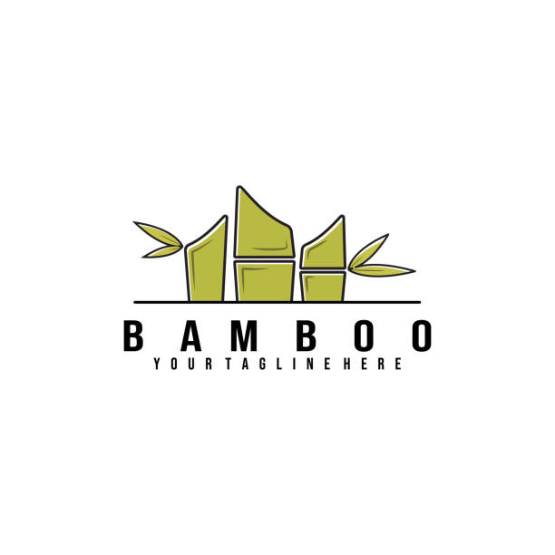 ilustrações de stock, clip art, desenhos animados e ícones de bamboo logo vector illustration design, bamboo product - bamboo bamboo shoot pattern backgrounds