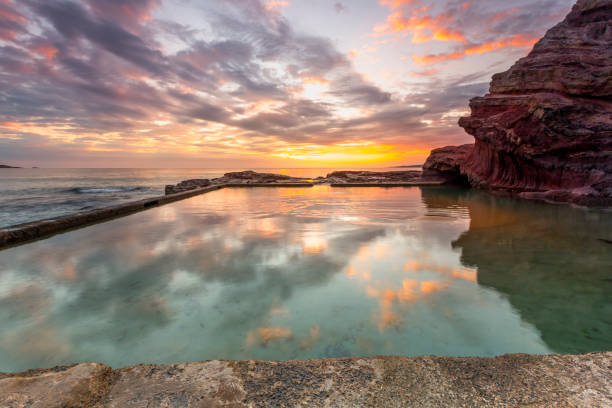 Lovely low tide East Sussex sunset in Eastbourne England Europe