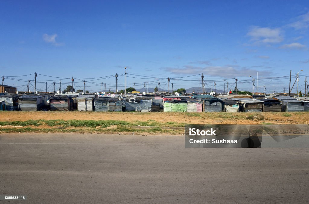 Slums close to Soweto in Sout Africa. Living in slums. Life in poverty. Johannesburg, South Africa. Soweto Stock Photo