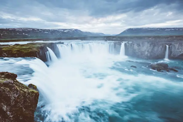 Photo of Great view of powerful Godafoss cascade. Location Iceland, Europe.