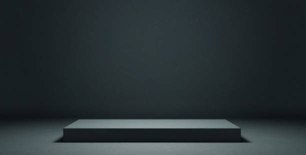 istock Montage Cement Platform Stage Display Minimal Dark Grey Abstract Background Showcase Concept 3D Illustration 1385634973