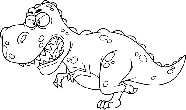illustrazioni stock, clip art, cartoni animati e icone di tendenza di personaggio dei cartoni animati angry dinosaur in esecuzione - 13417