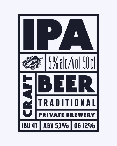 Template label for lndia pale ale beer Template label for lndia pale ale beer. Vector illustration. Black print on white background india pale ale stock illustrations