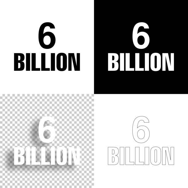 6 Billion. Icon for design. Blank, white and black backgrounds - Line icon Icon of "6 Billion" for your own design. Four icons with editable stroke included in the bundle: - One black icon on a white background. - One blank icon on a black background. - One white icon with shadow on a blank background (for easy change background or texture). - One line icon with only a thin black outline (in a line art style). The layers are named to facilitate your customization. Vector Illustration (EPS10, well layered and grouped). Easy to edit, manipulate, resize or colorize. Vector and Jpeg file of different sizes. billions quantity stock illustrations