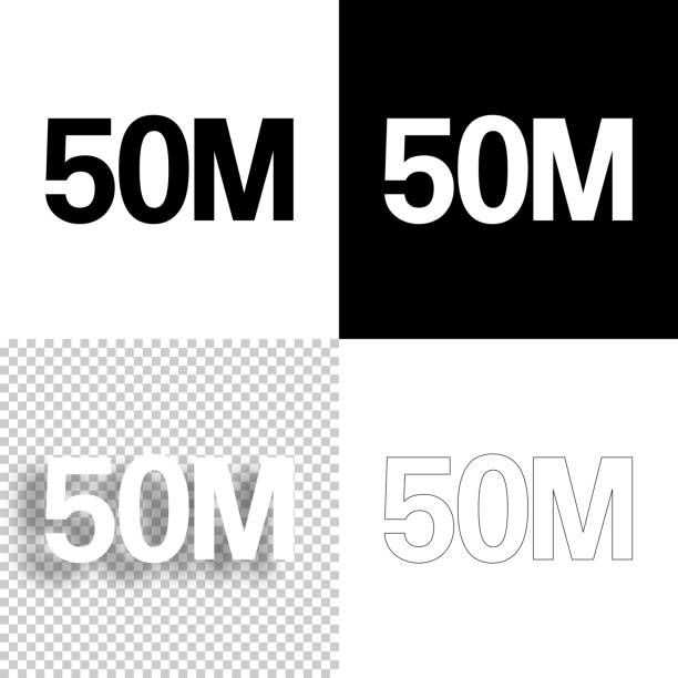 istock 50M - Fifty million. Icon for design. Blank, white and black backgrounds - Line icon 1385658687