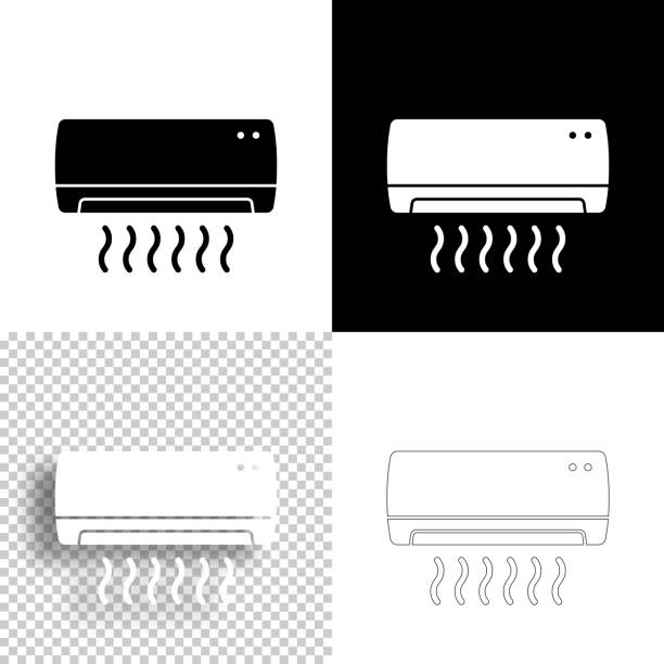 ilustrações de stock, clip art, desenhos animados e ícones de air conditioner. icon for design. blank, white and black backgrounds - line icon - air air conditioner electric fan condition