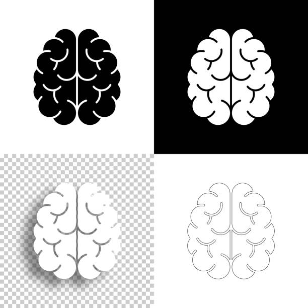 brain in top view. icon for design. blank, white and black backgrounds - line icon - brain stock illustrations