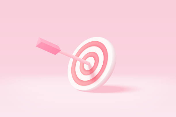 istock 3d minimal excellent business idea goals. Leadership for successful  under creative concept in pastel background. 3d arrow hit center of target vector on isolated pink background 1385658898