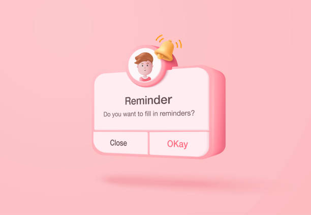 illustrations, cliparts, dessins animés et icônes de rappel 3d dans le calendrier sur fond rose. page de notifications avec éléments flottants. alerte pour la planification des affaires, les événements, le rappel et le calendrier en arrière-plan. cloche vectorielle 3d sur le calendrier - to do list list memories reminder