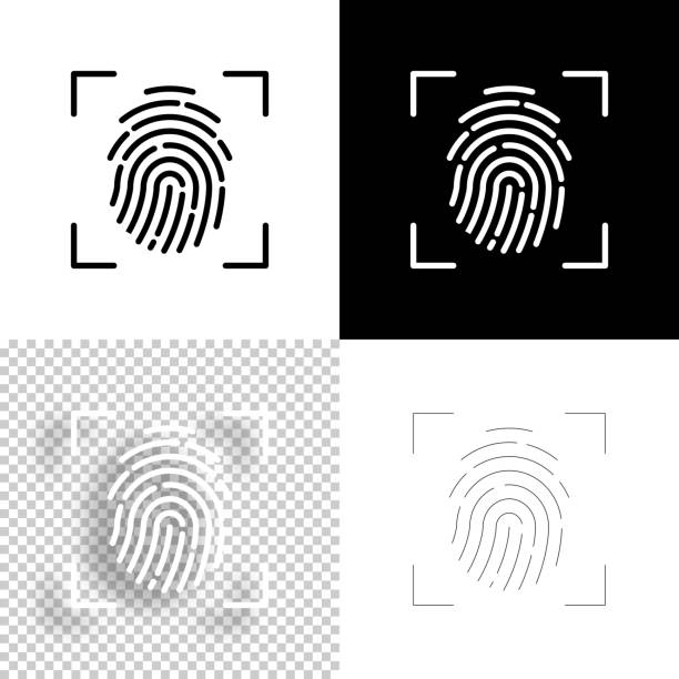 illustrations, cliparts, dessins animés et icônes de scanner d’empreintes digitales. icône pour le design. arrière-plans vides, blancs et noirs - icône de ligne - biometrics