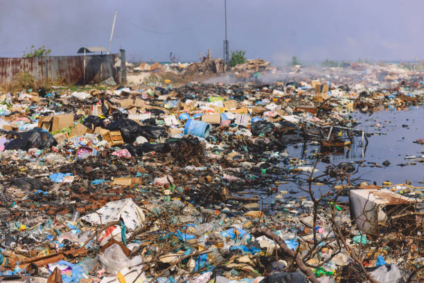 istock Ecological Problem from Fuming Waste Dump on the Coastline of Maafushi Island 1385662989