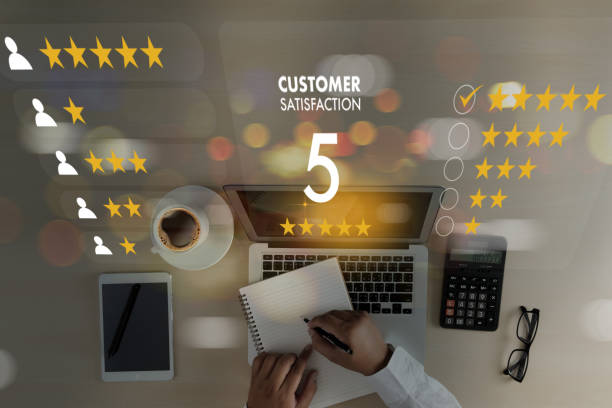 istock Online Review Concept Customer Experience  feedback rating to service experience on online application  service leading ranking of business 1385665124