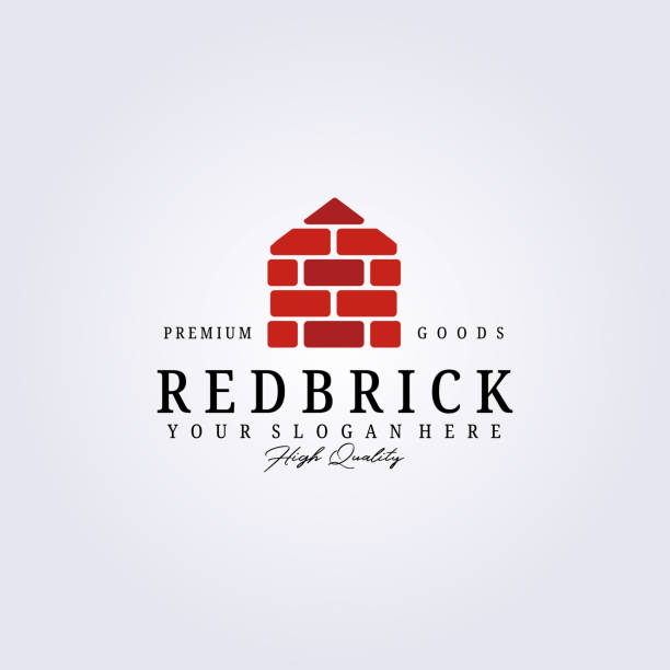 brick home unternehmen, industrie logo vektor illustration vorlage logo grafik design maurer - backgrounds concrete wall outdoors architecture stock-grafiken, -clipart, -cartoons und -symbole