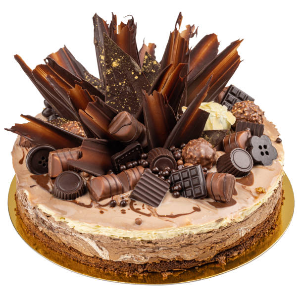 torta mousse al cioccolato a strati - cookie chocolate cake gourmet dessert foto e immagini stock