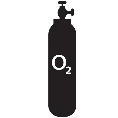 oxygen cylinder icon on white background. Mmedical life support oxygen cylinder sign. flat style.