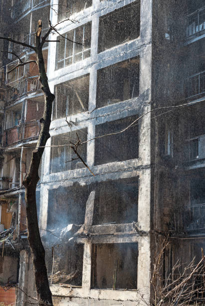 istock harred reinforced concrete structures of a multi-storey building after shelling 1385668352