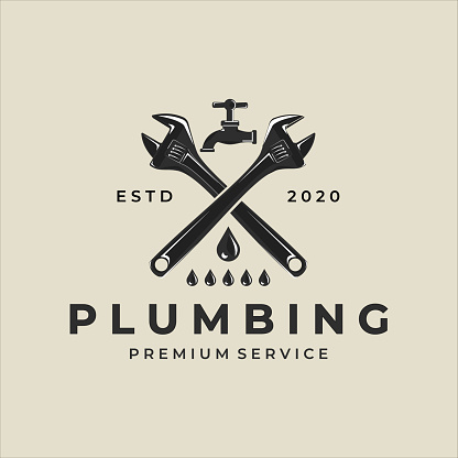 plumbing  vintage vector illustration template design. plumber  for professional business concept emblem design