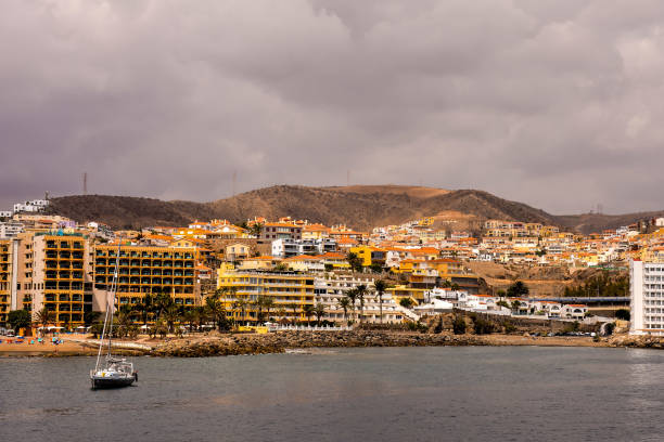 Spanish View Landscape in Arguineguin Gran Canaria Tropical Volcanic Canary Islands Spain