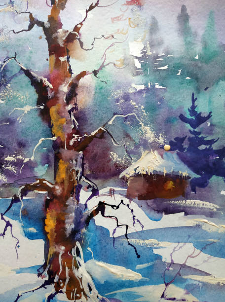 istock Watercolor colorful bright textured abstract background handmade . Ukraine .  Landscape . Painting of architecture and vegetation of the countryside 1385678689