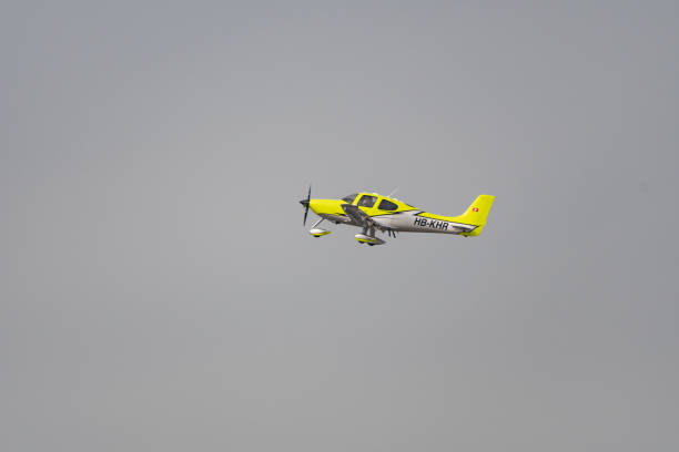 single-engine plane with a beautiful blue sky in the background in rio de janeiro.