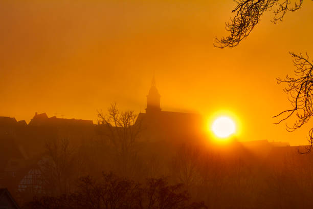 Sunset behind the church
