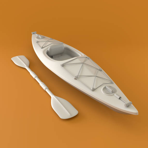 istock Monochrome Kayak on Orange Background, 3d Rendering 1385690401