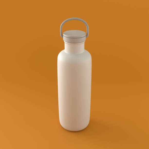 Monochrome Metal Canister on Orange Background, 3d Rendering