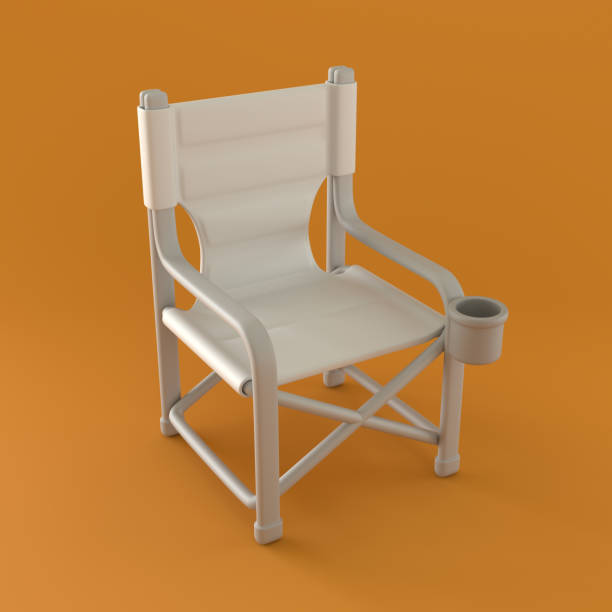 istock Monochrome Folding Chair on Orange Background, 3d Rendering 1385690719