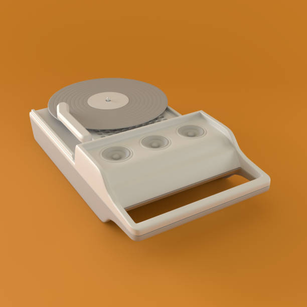 istock Monochrome Vinyl Player on Orange Background, 3d Rendering 1385695188