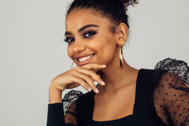 istock Beautiful afro woman with perfect make-up 1385698729
