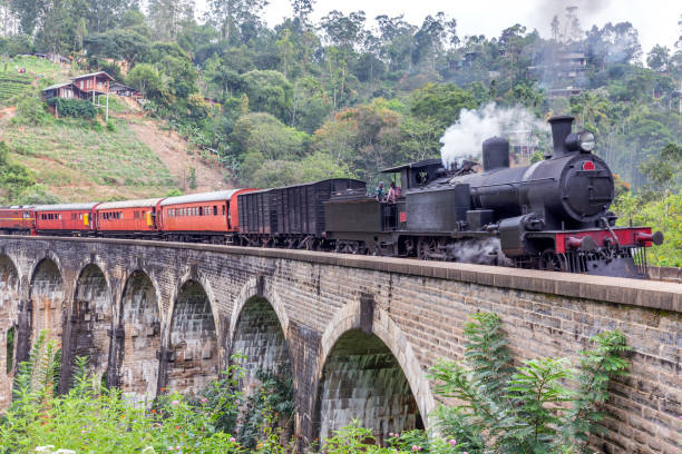 istock Steam train on the Nine Arches Demodara Bridge 1385701865