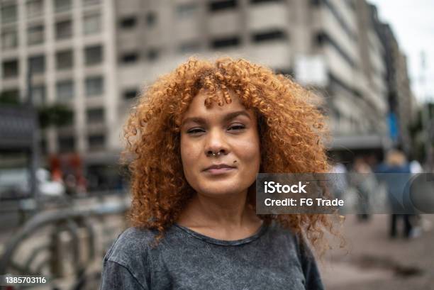 Portrait Of A Mid Adult Woman In The Street Stock Photo - Download Image Now - African-American Ethnicity, Black People, African Ethnicity
