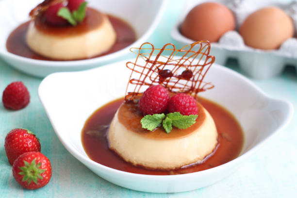 istock Plate of cream caramel custard with spun sugar 1385710388