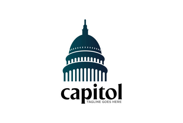 현대 심플 한 미국 정부 국회 의사당 건물 로고 디자인 벡터 - capitol building washington dc congress capitol hill stock illustrations