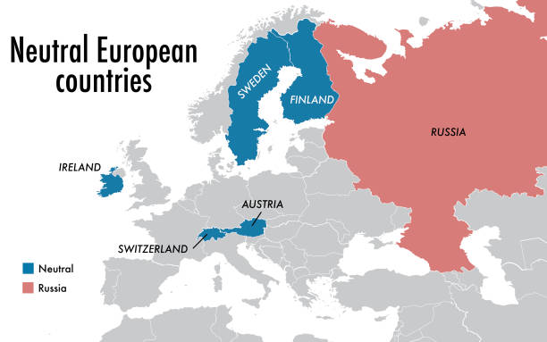 Neutral European countries vector art illustration