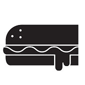 istock Submarine sandwich black and white icon 1385723617