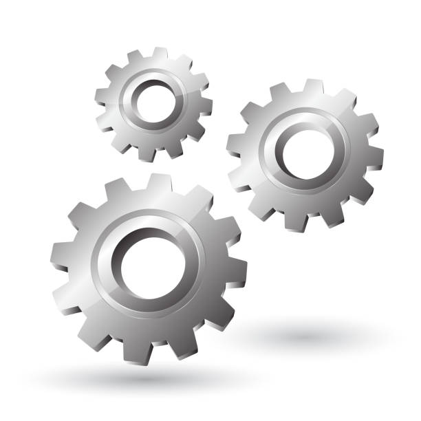 istock Realistic 3D illustration of rendering gear icon with metal material, concept settings, operations and tools in doing work. 1385725133