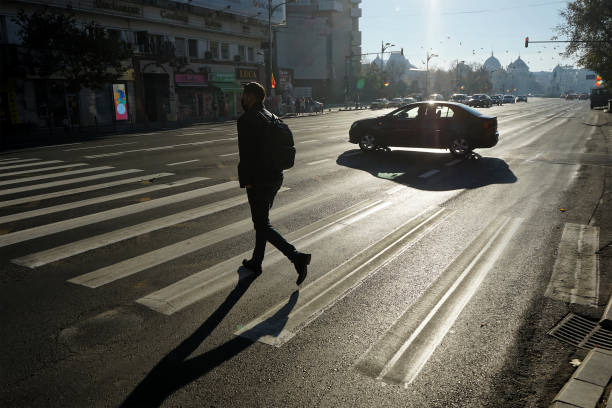 Bucharest street photography - downtown stock photo