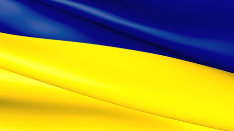 Flag of Ukraine waves 3D.